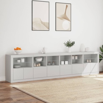 Dulap cu lumini LED, alb, 283x37x67 cm - Img 3