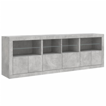 Dulap cu lumini LED, gri beton, 202x37x67 cm - Img 5