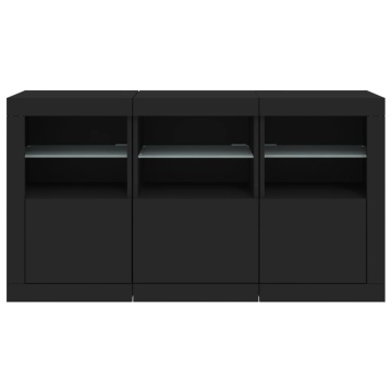 Dulap cu lumini LED, negru, 123x37x67 cm - Img 5