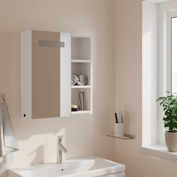 Dulap cu oglindă de baie cu lumină LED, alb, 45x13x52 cm - Img 3