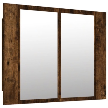 Dulap cu oglindă & LED stejar fumuriu 60x12x45 cm lemn compozit - Img 2