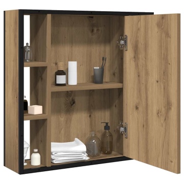 Dulap cu oglindă pentru baie Stejar Artisan Lemn prelucrat - Img 3