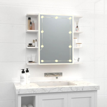 Dulap cu oglindă și LED, alb, 70x16,5x60 cm - Img 3
