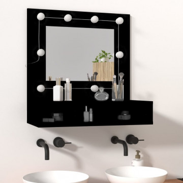 Dulap cu oglindă și LED, negru, 60x31,5x62 cm - Img 3