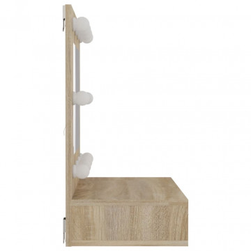 Dulap cu oglindă și LED, stejar sonoma, 60x31,5x62 cm - Img 5