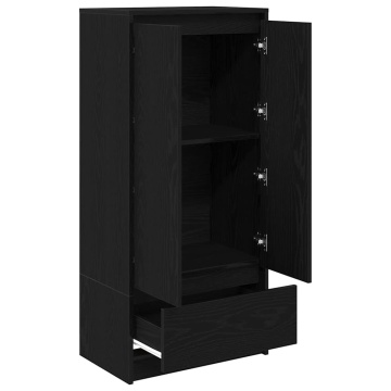 Dulap cu sertar stejar negru 55,5x34x119,5 cm lemn prelucrat - Img 8