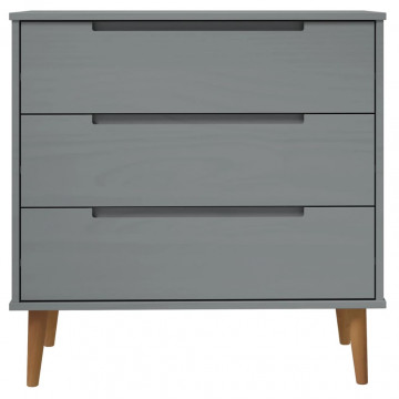 Dulap cu sertare „MOLDE”, gri, 80x40x80 cm, lemn masiv de pin - Img 4