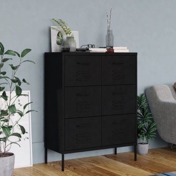 Dulap cu sertare, negru, 80x35x101,5 cm, oțel - Img 1