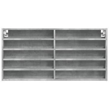 Dulap cu vitrină, gri beton, 100x8,5x50 cm, lemn prelucrat - Img 4