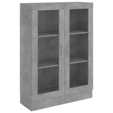 Dulap cu vitrină, gri beton, 82,5x30,5x115 cm, lemn prelucrat - Img 2