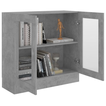 Dulap cu vitrină, gri beton, 82,5x30,5x80 cm, lemn prelucrat - Img 4