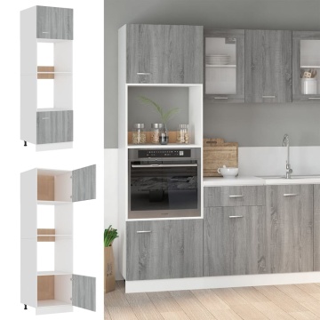 Dulap cuptor microunde “Lyon”, gri sonoma, 60x57x207cm - Img 1