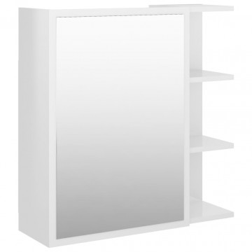 Dulap de baie cu oglindă, alb extralucios, 62,5x20,5x64 cm, PAL - Img 2