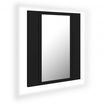 Dulap de baie cu oglindă & LED, negru, 40x12x45 cm, acril - Img 2