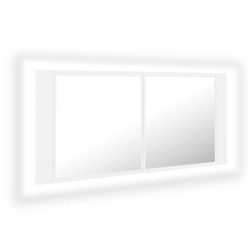 Dulap de baie cu oglindă și LED, alb, 100x12x45 cm, acril - Img 2