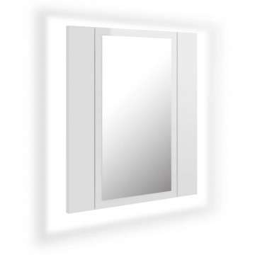 Dulap de baie cu oglindă și LED, alb extralucios 40x12x45 acril - Img 2