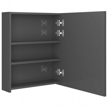 Dulap de baie cu oglindă și LED, gri strălucitor, 50x14x60 cm - Img 5