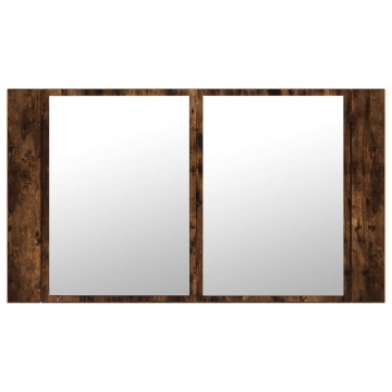 Dulap de baie cu oglindă și LED, stejar fumuriu, 80x12x45 acril - Img 10