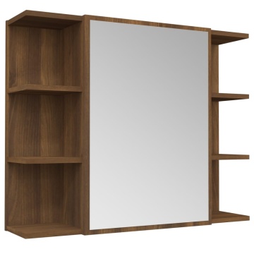 Dulap de baie cu oglindă stejar maro 80x20,5x64cm lemn compozit - Img 2