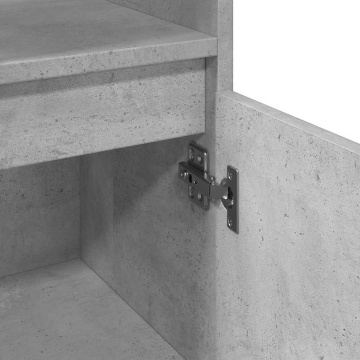 Dulap de baie, gri beton, 30x30x100 cm, lemn prelucrat - Img 7