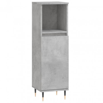 Dulap de baie, gri beton, 30x30x100 cm, lemn prelucrat - Img 2