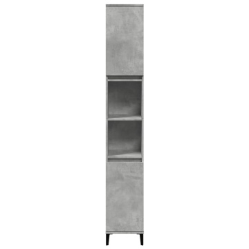Dulap de baie, gri beton, 30x30x190 cm, lemn prelucrat - Img 8