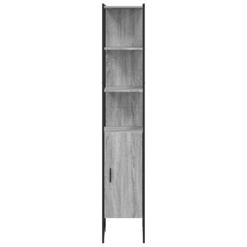 Dulap de baie, gri sonoma, 33x33x185,5 cm, lemn prelucrat - Img 5