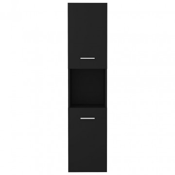 Dulap de baie, negru, 30x30x130 cm, lemn prelucrat - Img 5