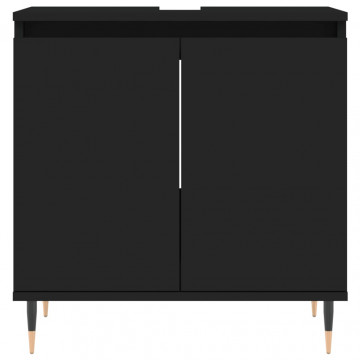 Dulap de baie, negru, 58x33x60 cm, lemn prelucrat - Img 4
