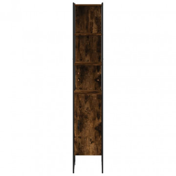 Dulap de baie, stejar afumat, 33x33x185,5 cm, lemn prelucrat - Img 5