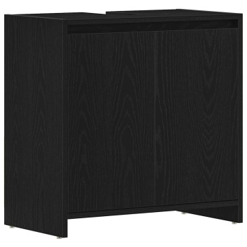 Dulap de baie stejar negru 60x33x60 cm lemn prelucrat - Img 2
