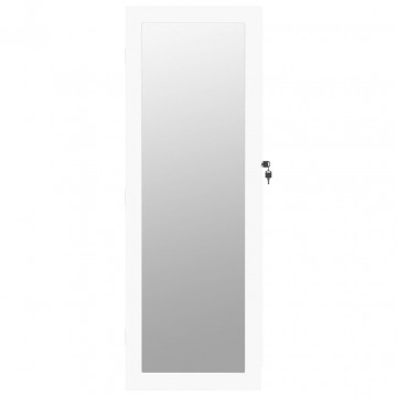 Dulap de bijuterii cu oglindă de perete, alb, 37,5x10x106 cm - Img 4