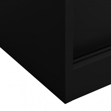 Dulap de birou cu ușă glisantă, negru, 90x40x90 cm, oțel - Img 5