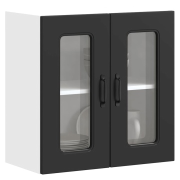 Dulap de bucătărie cu ușă din sticlă „Kalmar” din lemn negru - Img 1