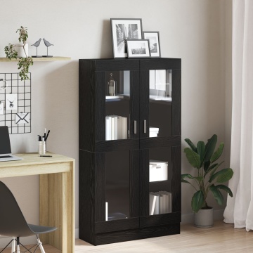Dulap de cărți Negru Stejar 82,5x30,5x150 cm din Lemn - Img 1