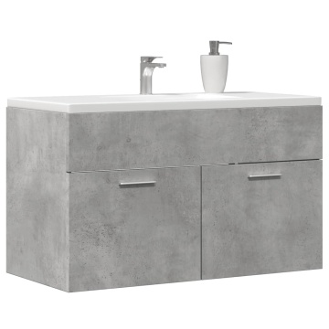 Dulap de chiuvetă baie gri beton, 90x38,5x46 cm, lemn prelucrat - Img 1