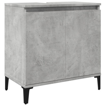 Dulap de chiuvetă, gri beton, 58x33x60 cm, lemn prelucrat - Img 2