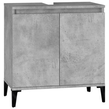 Dulap de chiuvetă, gri beton, 58x33x60 cm, lemn prelucrat - Img 2