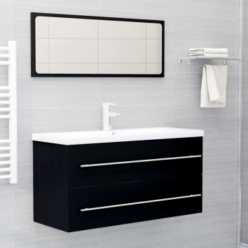 Dulap de chiuvetă, negru, 100x38,5x48 cm, lemn prelucrat - Img 5