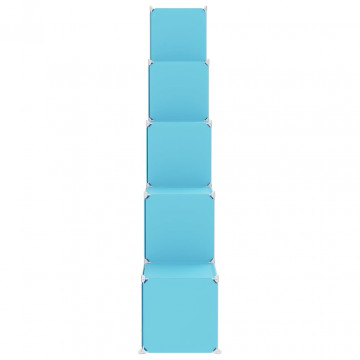 Dulap de depozitare cub pentru copii, 15 cuburi, albastru, PP - Img 4
