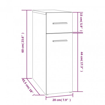 Dulap de farmacie stejar fumuriu 20x45,5x60 cm lemn prelucrat - Img 6