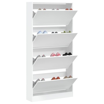 Dulap de pantofi cu 4 sertare rabatabile, alb, 80x21x163,5 cm - Img 4