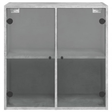 Dulap de perete cu uși din sticlă, gri beton, 68x37x68,5 cm - Img 5