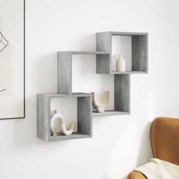 Dulap de perete, gri beton, 78x18x71 cm, lemn prelucrat - Img 3