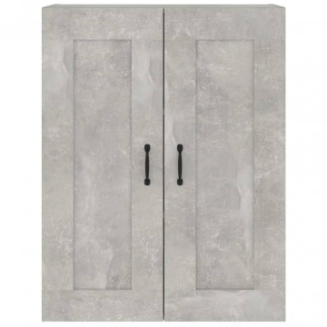Dulap de perete suspendat, gri beton, 69,5x32,5x90 cm - Img 8
