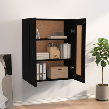 Dulap de perete suspendat, negru, 69,5x32,5x90 cm - Img 3