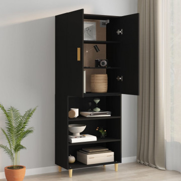 Dulap de perete suspendat, negru, 69,5x34x90 cm - Img 4