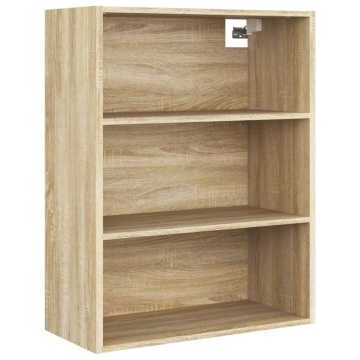 Dulap de perete suspendat, stejar sonoma, 69,5x32,5x90 cm - Img 2