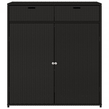 Dulap depozitare de grădină, negru, 105x55x113 cm, poliratan - Img 6