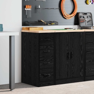 Dulap depozitare garaj negru 30x51x85 cm lemn masiv de pin - Img 3